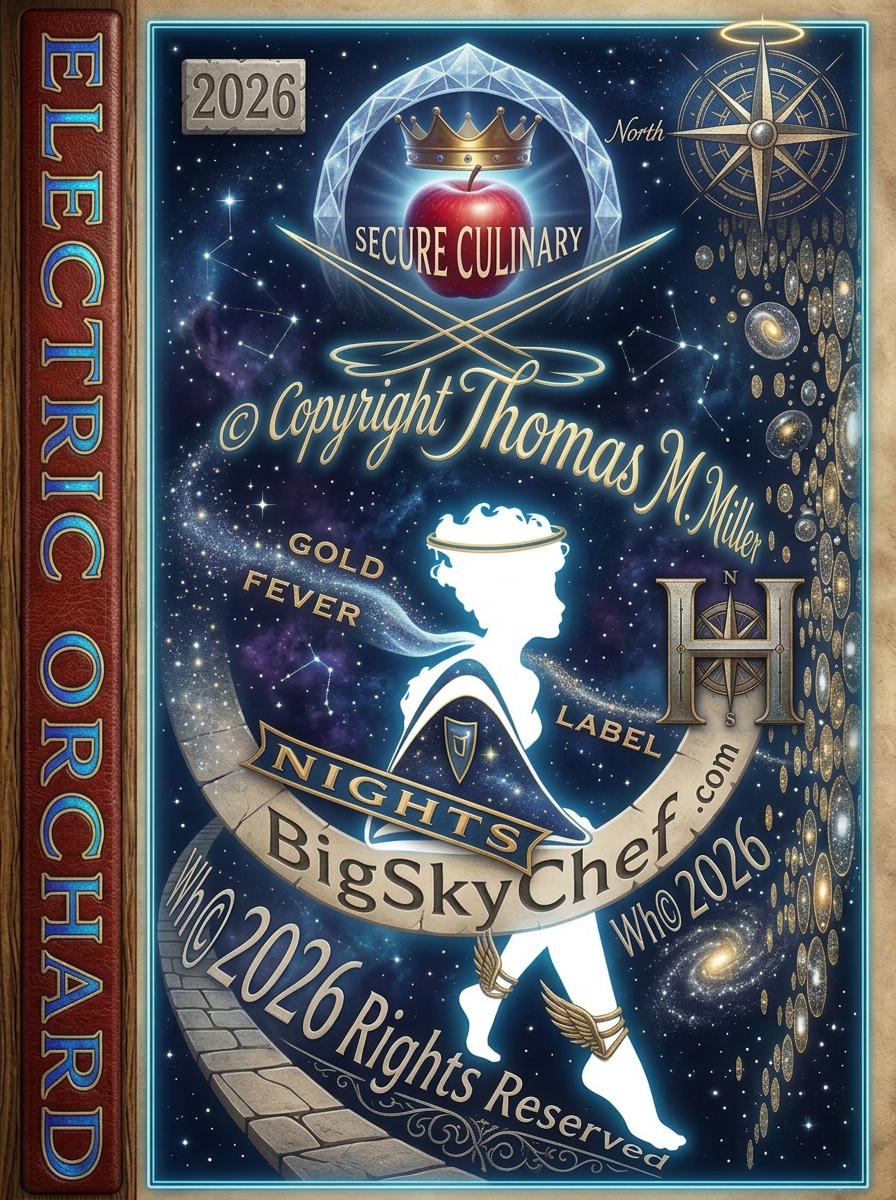 Electric Orchard 2026 — Secure Culinary, Gold Fever Nights Label, copyright Thomas M Miller, BigSkyChef.com
